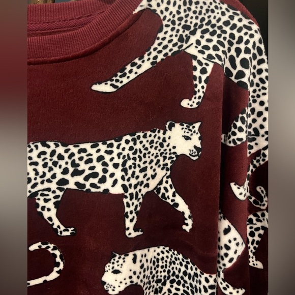 NWT Room Service Leopard Print Burgundy Women's Top Size XXL - Picture 6 of 11